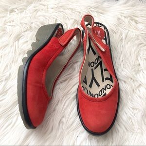 Fly London Red Leather Wedges